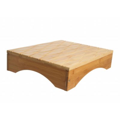 Marchepied en bambou naturel avec surface rainurée antiglisse