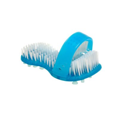 Shower Sandal posée dans une douche, avec brosses intégrées