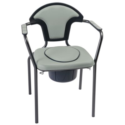 Chaise percée réglable avec seau escamotable et assise confortable