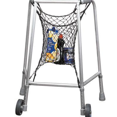 Filet pour cadre de marche en nylon noir, fixé sur un déambulateur