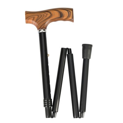 Canne noire pliée, pratique pour le transport et les voyages