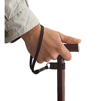 Dragonne noire pour canne, fixée au manche