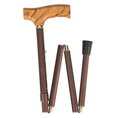 Canne pliable bronze avec poignée en T réglable en hauteur