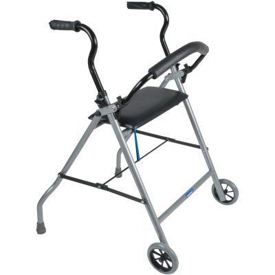 Rollator 2 roues pliable avec dossier amovible et assise rehaussée