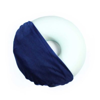 Coussin bouée mousse mémoire de forme avec housse velours bleu